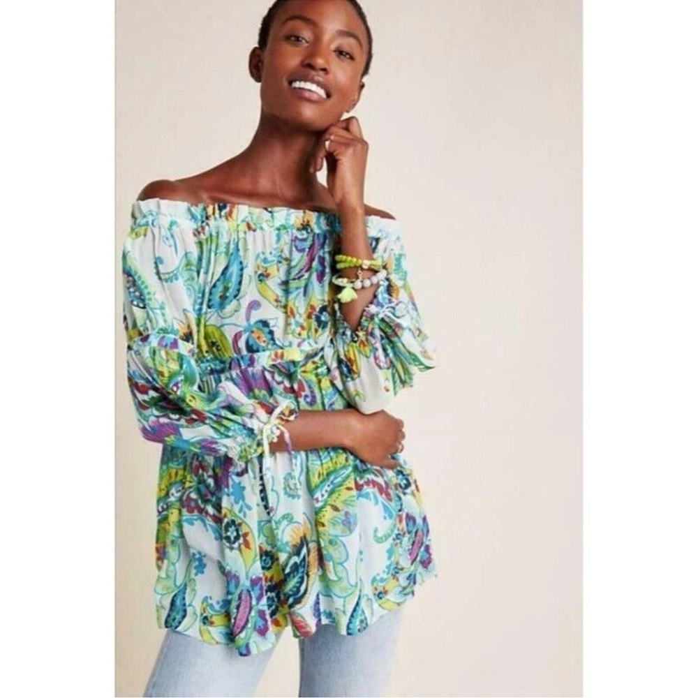NWT Maeve by Anthropologie Frankie off‎ the shoulder Paisley sz medium